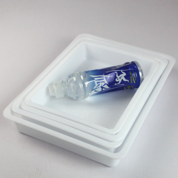 唯真特价批发 大号塑料冰盘长方形麻辣烫盒子白色食品菜盘烧烤盘