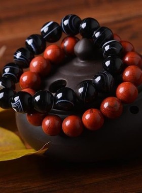 红竹石手链男女印度石头手串