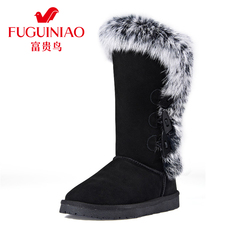 Rich bird fall/winter boots warm non-slip leather rabbit fur boots women snow boots women's winter boots women padded