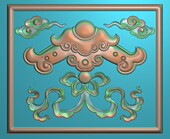 高清精雕图 灰度图浮雕图电脑雕刻图精品祥云如意背上花板121x101
