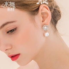 Simple beauty is just too new bright flowers wild temperament of pearl earrings earring Bridal Accessories H0267