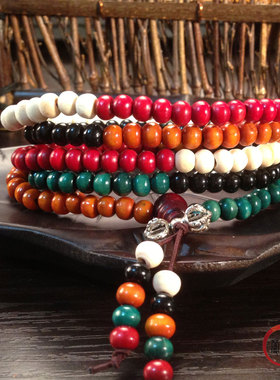 五色檀木檀香木手链手串念珠情侣