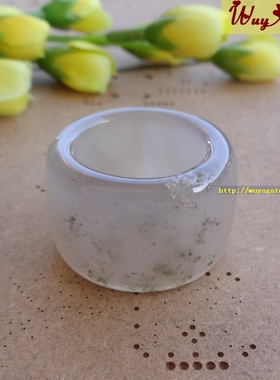 天然无烧水草玛瑙玉髓戒指扳指男