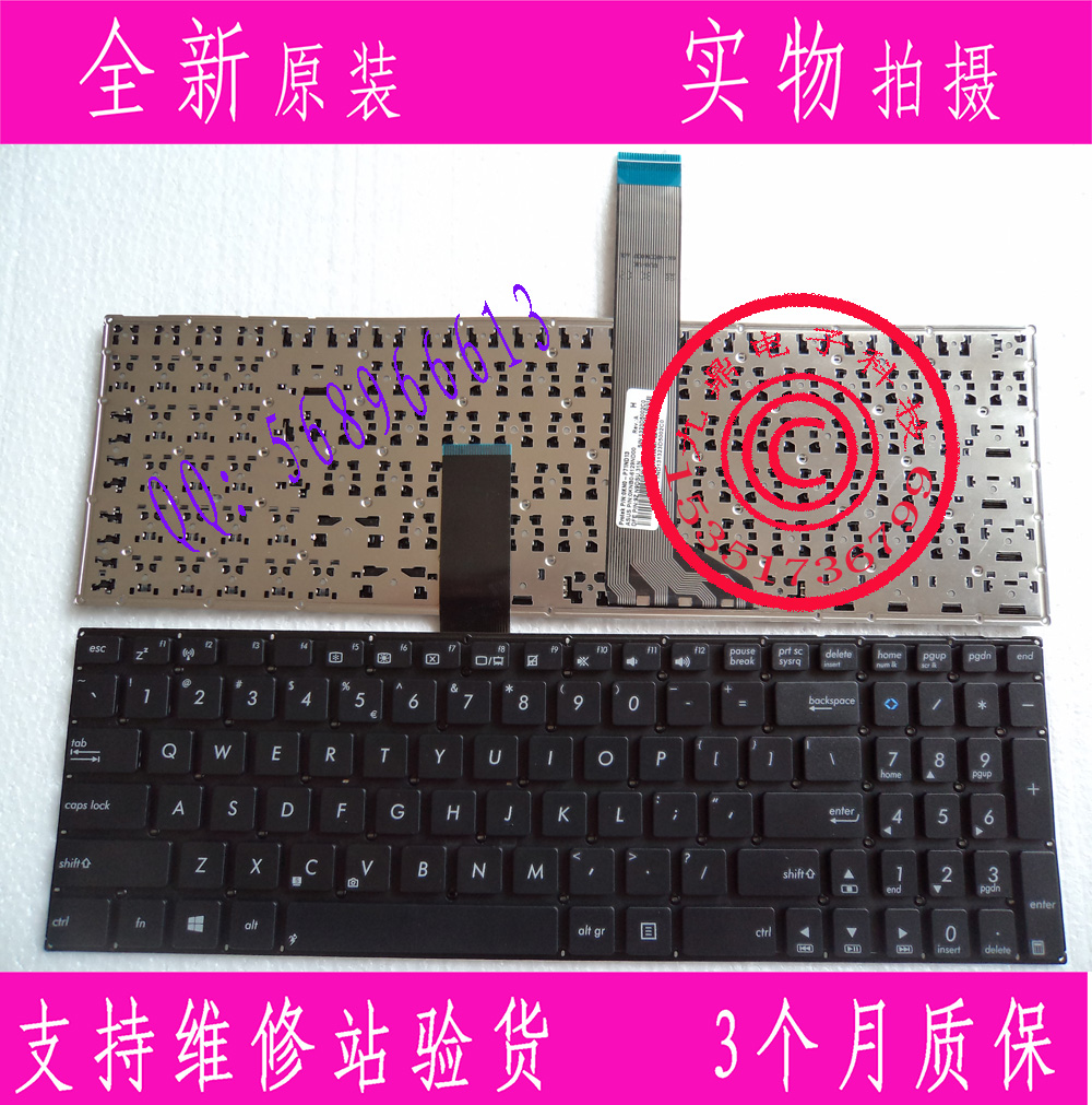 华硕 ASUS K56 K56C K56CM A56C A56 S56C S550C S500C R505C本款键盘为全新原装正品，支持专卖店验货。图片是拍实物图的.英文代用键盘，真正的原装