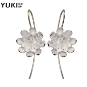 YUKI original design 925 Silver earrings handmade silver jewelry girls ladies and ear hook lotus flowers Valentine gifts