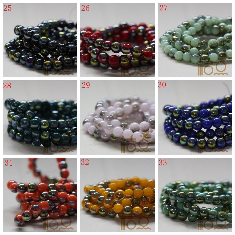 桔点手工国产水晶光圆珠6mm瓷料加色串珠耳环DIY饰品配件(G90B)