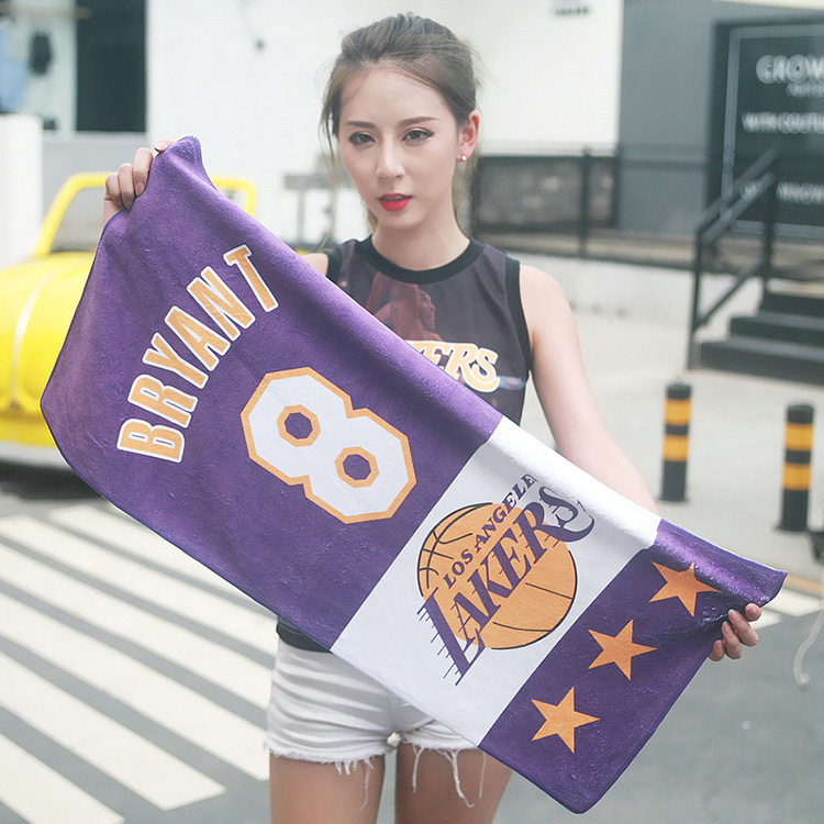 NBA湖人队毛巾 科比kobe学校篮球运动会比赛logo毛巾浴巾来图定制