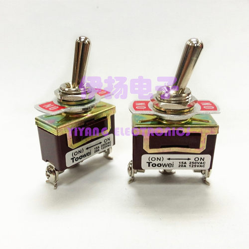 TOOWEI太玮优质钮子开关 12MM安装孔 3脚2档复位款 螺丝脚 T701DW