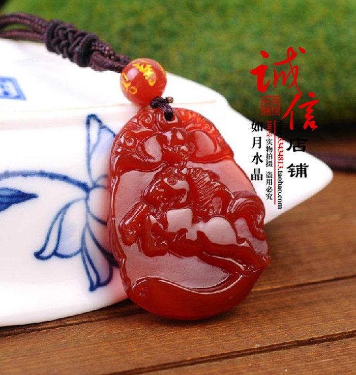 2026年生肖属马吉祥物福马共利吊坠红玛瑙吊坠