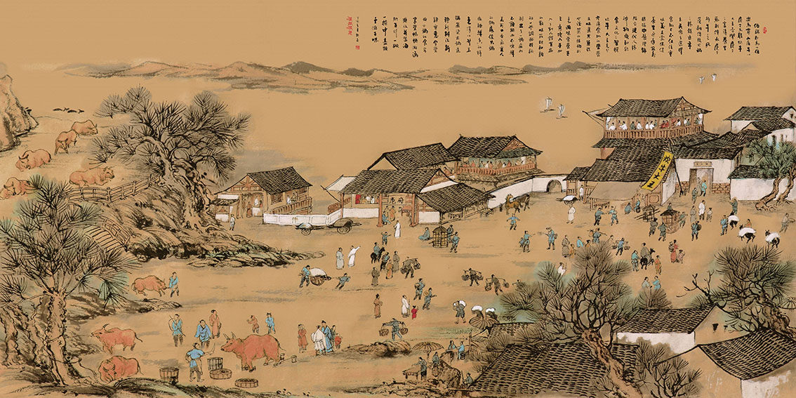 高清闹市国画装饰画背景古画人物像名画电子版jpg格式tif图片素材