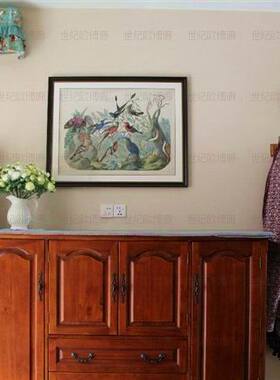 纯进口画芯美式卧室餐厅玄关高端进口木框花鸟装饰画 鸟类栖息地