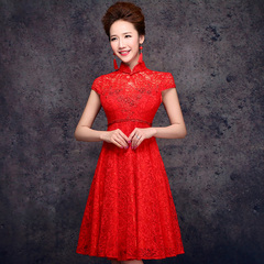 Purple Fairy spring/summer 2015 new stylish pregnant woman plus size short red cheongsam dresses bride wedding toast clothing