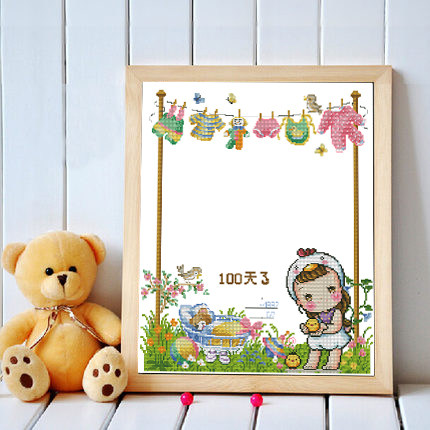 dmc十字绣套件 客厅 卧室 精准印花 鸡宝宝出生证明系列3 3选1