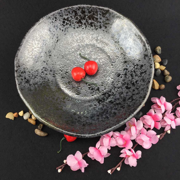  汇海陶瓷>出口日式料理餐具粗陶盘9寸盘子寿司盘子饭店家用厚胎