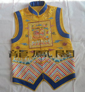男款马甲手工盘金刺绣龙黄色背心中式马褂立领手工盘扣复古坎肩