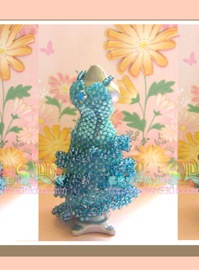 手工送礼日本进口TOHO米珠材料包宝石迷情蓝色礼服中文走线长裙