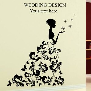 蝴蝶飞飞人物婚纱墙贴纸婚纱店婚庆摄影店服装时尚店铺玻璃墙贴画