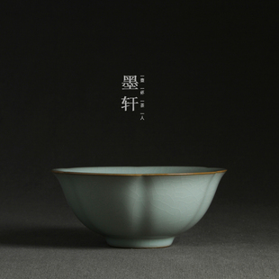 问鼎正品汝瓷瓷器 汝窑餐具 陶瓷 天青葵口饭碗 汝瓷餐具 有折扣