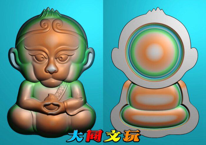 电脑雕刻图 精雕图 浮雕图 灰度图 jdp bmp 猴子抱桃宝宝佛