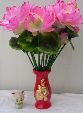 仿真荷花假花7色绢花鱼缸睡莲