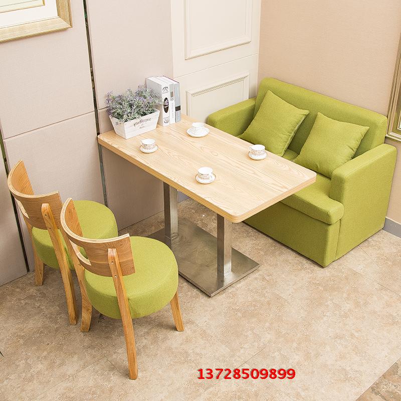 简约现代甜品奶茶店实木桌椅沙发卡座组合茶西餐厅咖啡馆圆桌方桌
