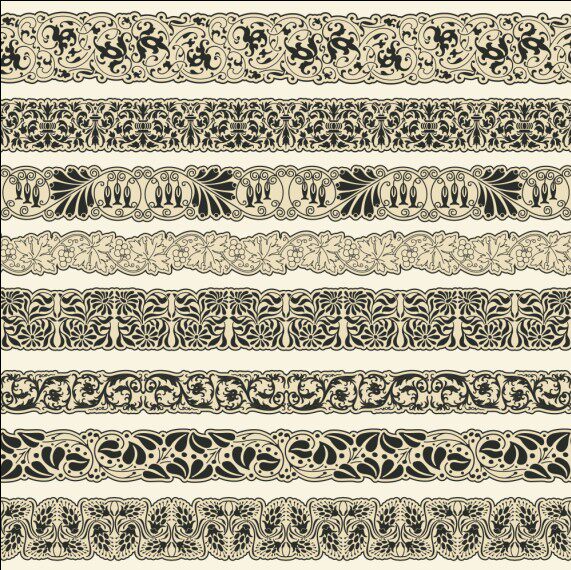 矢量设计素材 欧式复古风格边框纹饰 巴洛克花环花穗蔓藤 eps格式