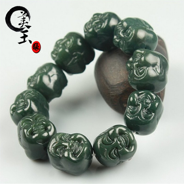 正品新疆和田玉手链墨玉手串散珠