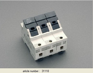 德国维纳尔Wohner圆柱形熔断器座31118 3P 690V 50A AES14x51mm