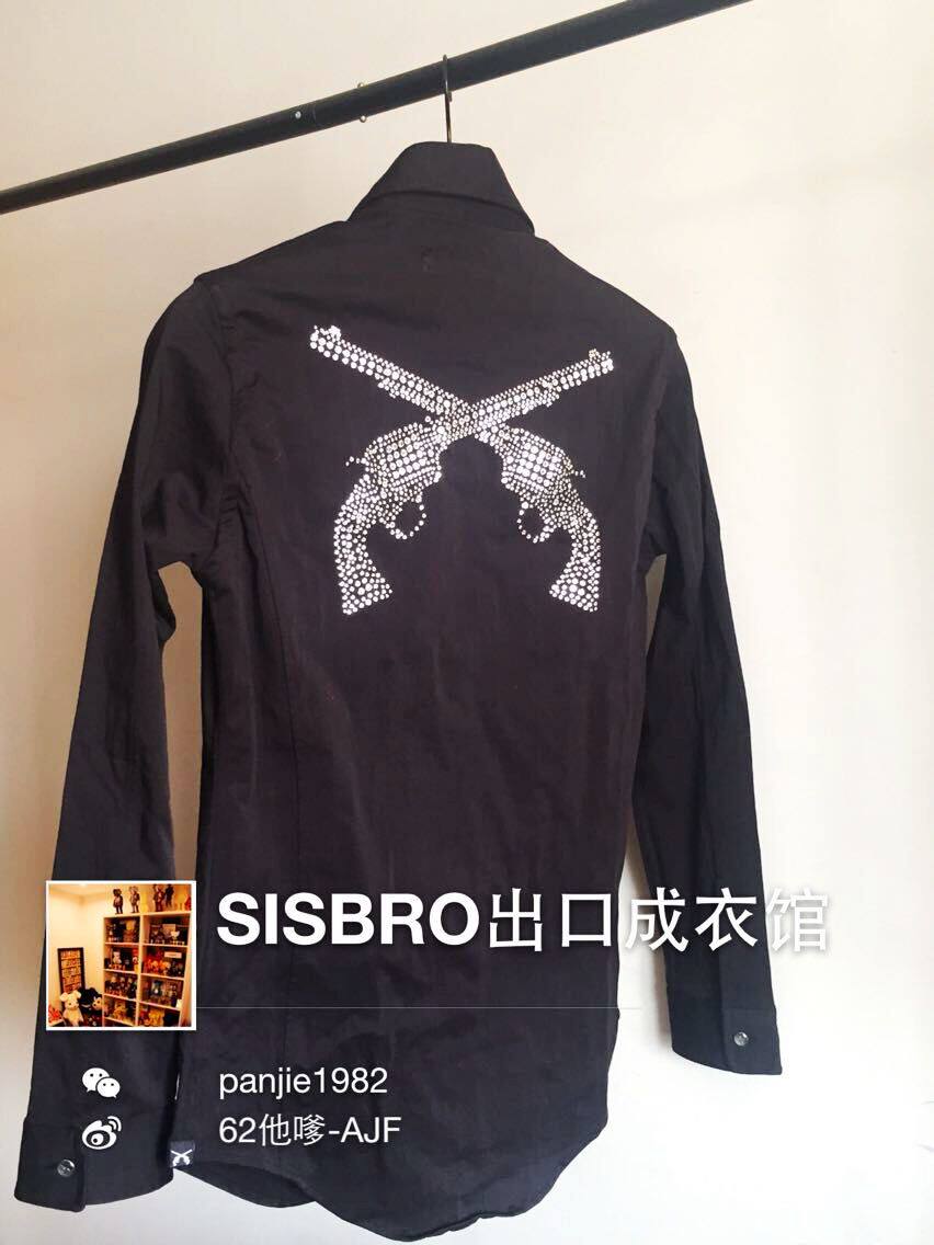 施华洛奇水钻双枪衬衣衬衫