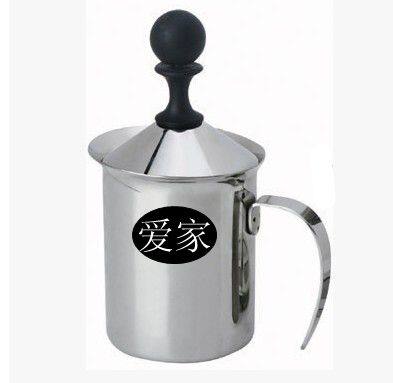 加厚304不锈钢300cc双层手动打奶泡器奶泡机拉花杯花式咖啡奶泡壶