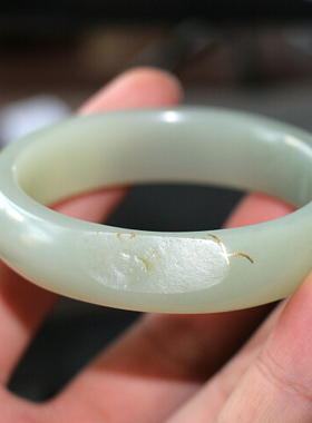 新疆和田玉白玉籽料 老料  错金手镯   xx07126  53