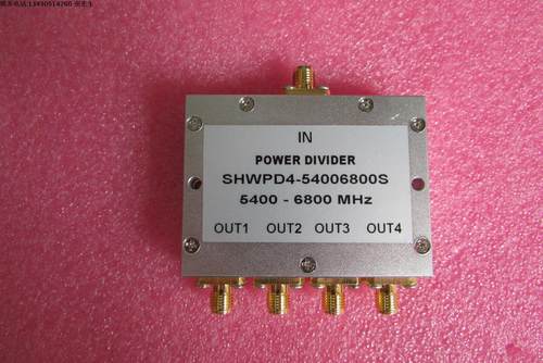 5400-6800MHz 10W SMA RF 射频同轴4路 一分四功分器 频率可定制 厂家承若质量保修1年，请放心购买  型号：SHWPD4-54006800S   50欧姆 一分四  6dB 功分器