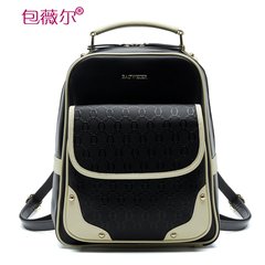 Bao Wei's fall 2015 tide leather shoulder bags women casual College wind bag simple fashion color Pack