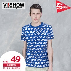 Viishow men's new men's short sleeve t-shirt color printing casual t tide authentic short sleeve t-shirt