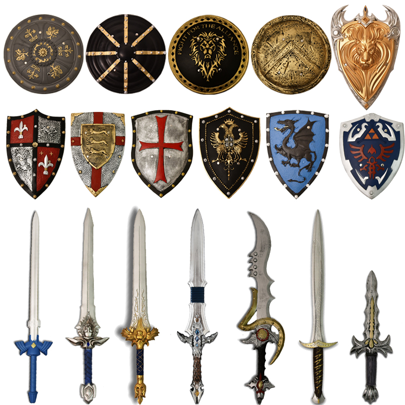 儿童长剑道具刀盾牌武器道具仿真动漫pu橡胶cosplay盾牌盔甲成人