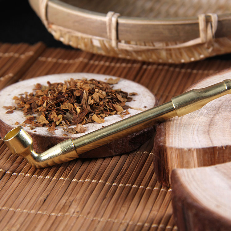 卷烟型烟袋锅 老式旱烟斗 黄铜旱烟袋 烟袋锅烟枪 纯铜烟杆 包邮