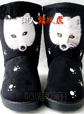 中筒棉鞋彩绘时尚风涂鸦雪地靴