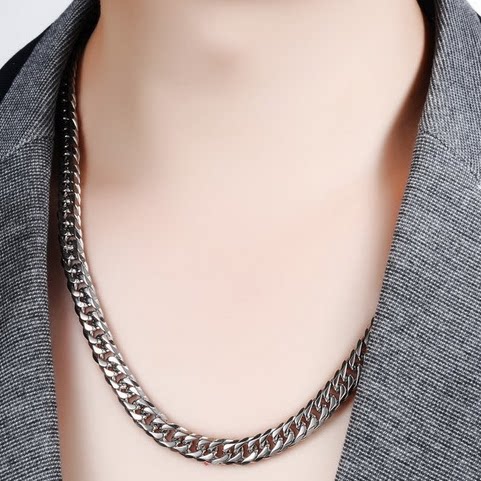 抖音网红霸气粗麻花链子钛钢兄弟项链男江湖社会大哥个性简约潮人