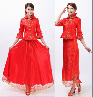 孕妇 小凤仙套裙敬酒服超大码 2020新款 红色纱裙宴会结婚礼服新娘装