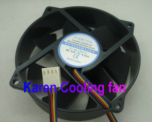 9CM圆形12V EC9525H12EP 775PWM四线温控cpu风扇evercool超静音