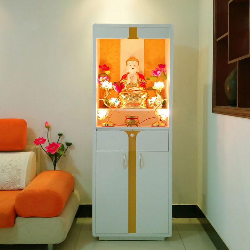 财神爷佛龛立柜带门佛柜神柜神台供桌简约现代中式神龛家用供台白