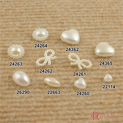 diy饰品配件 粘贴塑料仿珍珠 桃心 蝴蝶结 马眼 椭圆 圆形 22114