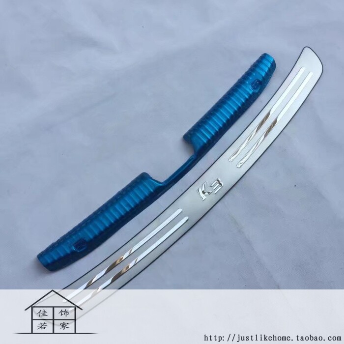 13-17款起亚K3 专用不锈钢内外后护板 尾箱门槛条防护板 后杠踏板