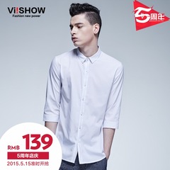 Viishow2015 summer dress new style men's or boys ' shirts of England temperament sleeves white shirt slim fit shirt in wild