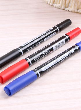 得力记号笔6824小双头记号笔擦不掉油性勾线笔油性笔两头油笔文具