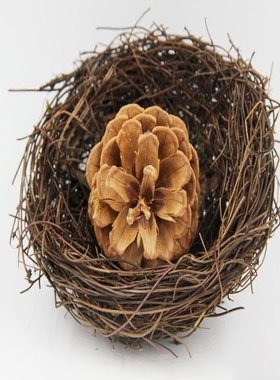 田园diy饰品手工编织褐色鸟巢