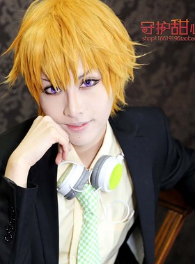 包邮甜心家兄弟战争/七男/朝日奈枣35cm 金黄色现货cosplay假发