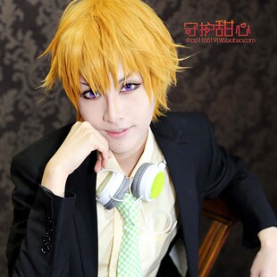 包邮甜心家兄弟战争/七男/朝日奈枣35cm 金黄色现货cosplay假发