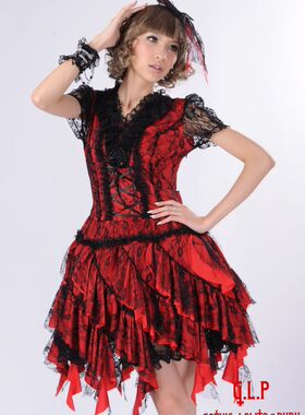 ╋魔叹╋ GLP 哥德宫庭视觉款蕾丝短袖连衣裙 配头花 两色 81096