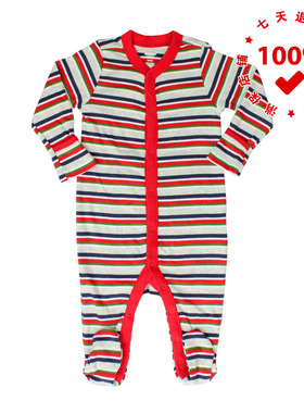 正品OLD NAVY美国老海军条纹款婴幼儿连体衣长款包屁爬服纯棉哈衣